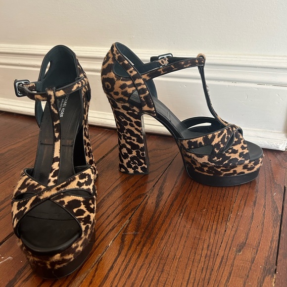 Michael kors collection shoes leopard cheetah heels platform block 10 - Picture 2 of 3